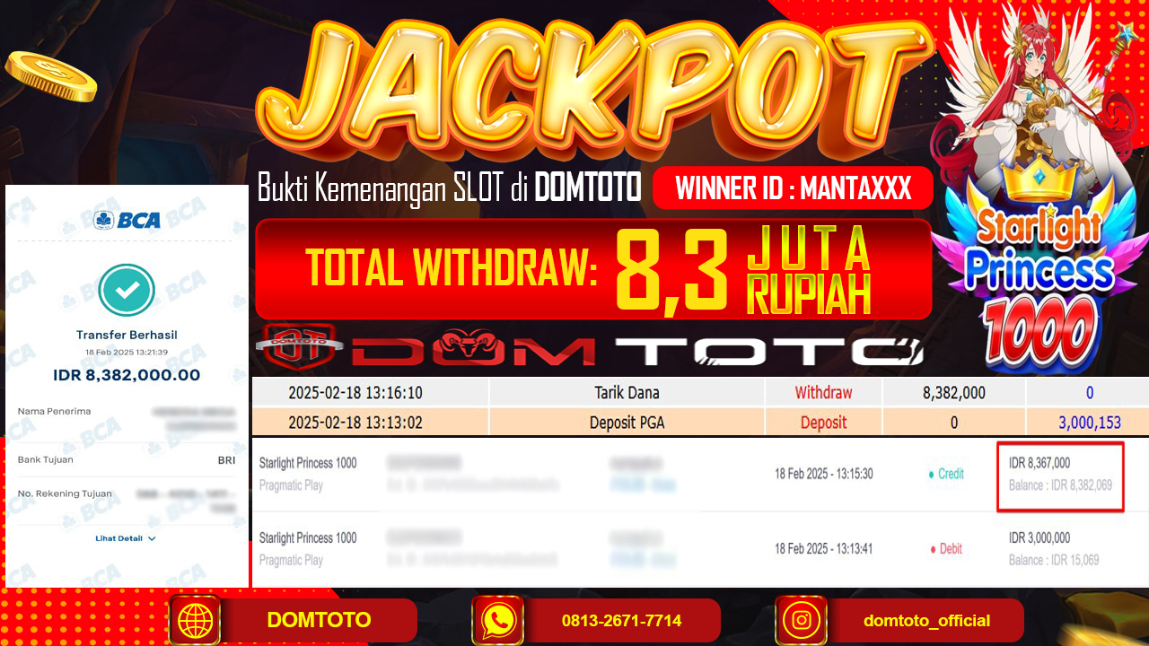 JACKPOT SLOT STARLIGHT PRINCESS 1000 18 FEBRUARI 2025